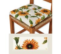 Confezioni Giuliana 4 COPRISEDIA GIRASOLI FIORI POUFF SEDIA CUCINA PROVENZALE (BIANCO)