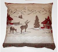 Confezioni Giuliana Coppia Cuscini ARREDO Tirolese Badia Beige Rosso cm 50x50 Cuscino tirolo