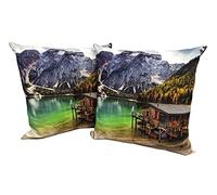 Confezioni Giuliana ® - Coppia Cuscini ARREDO Tirolese LAGO DI BRAIES stampa digitale cm 40x40 Cuscino tirolo