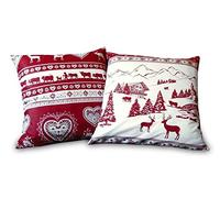 Confezioni Giuliana Coppia Cuscini ARREDO Tirolese MARMOLADA Bianco Rosso cm 40x40 Cuscino tirolo