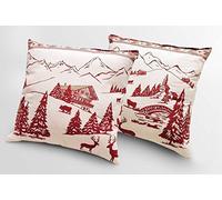 Confezioni Giuliana Coppia Cuscini ARREDO Tirolese MARMOLADA Bianco Rosso cm 50x50 Cuscino tirolo 2