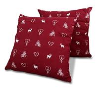 Confezioni Giuliana Coppia Cuscini ARREDO Tirolese Renna Rosso bordeuax cm 50x50 Cuscino tirolo