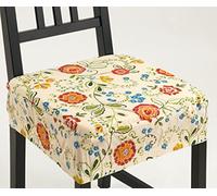 Confezioni Giuliana - Set 4 cuscini coprisedia con fascia elastica Giardino provenzale pouff sedia cucina Made in italy