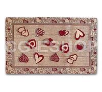 Confezioni Giuliana Tappeto Tirolese Rettangolare Ideale per Ingresso Cucina Camera da Letto Cuori Rosso 55x190 cm con Sottofondo Antiscivolo