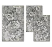 Confezioni Giuliana Tris Tappeto camera scendiletto stile classico ROSALBA Grigio cinigliato jacquard Made In Italy