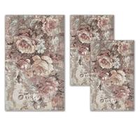 Confezioni Giuliana Tris Tappeto camera scendiletto stile classico ROSALBA Rosa Cipria cinigliato jacquard Made In Italy