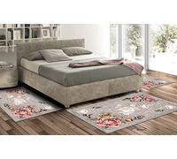 Confezioni Giuliana Tris Tappeto Camera scendiletto Stile Classico Shabby Alisia Rose Grigio Made in Italy