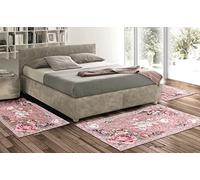 Confezioni Giuliana Tris Tappeto Camera scendiletto Stile Classico Shabby Alisia Rose Rosa Made in Italy