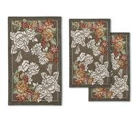 Confezioni Giuliana ® - Tris Tappeto Camera scendiletto Stile Classico Shabby PEONIA Fango Made in Italy