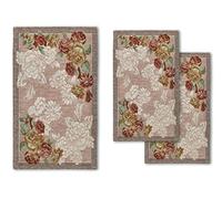 Confezioni Giuliana ® - Tris Tappeto Camera scendiletto Stile Classico Shabby PEONIA Rosa Cipria Made in Italy