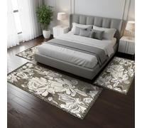 Confezioni Giuliana Tris Tappeto camera scendiletto stile moderno ESTER Fiorato Fango cinigliato jacquard Made In Italy