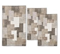 Confezioni Giuliana Tris Tappeto Camera scendiletto Stile Moderno Geometrico Tecno Tortora Made in Italy