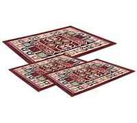 Confezioni Giuliana Tris Tappeto Geometrico Etnico Camera da Letto Scendiletto 3 Tappeti Kristal Bordeaux