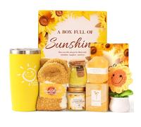 Confezioni regalo per compleanno, regali di coccole per donne e sorelle - Set da 7 pezzi di cesto regalo per la cura di sé Sunshine - Pacchetto di cura per l'amicizia - Confezione regalo per tirarla