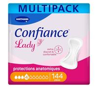 Confiance Lady - Piccole protezioni antibatteriche assorbenti per donne, livello di assorbimento = 4 gocce (perdite urinarie medie), pH neutro alla pelle, 12 x 12 unità
