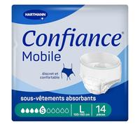 Confiance Mobile - Slip assorbenti per uomini e donne, livello di assorbimento = 5 gocce (perdite urinarie medie) - Discreti ed efficaci, pH neutro alla pelle, taglia L, 14 unità