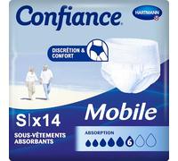 Confiance Mobile - Slip assorbenti per uomini e donne, livello di assorbimento = 6 gocce (perdite urinarie medie) - Discreti ed efficaci - pH neutro alla pelle, taglia S, 14 unità