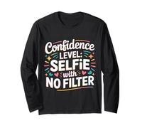 Confidence Level Selfie with No Filter Respect Energy - Maglia a Manica