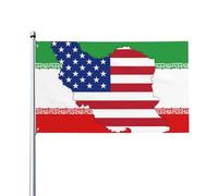 Conflict Between Iran And The United States Bandiera Da Giardino Resistente Alle Intemperie Flag Colore Vivido Bandiere Per Balcone Interno Prato Feste 90X150Cm