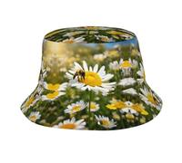 Confortevole Fisherman's Hat Spring Daisy Flowers Print Cappello da Viaggio Reversibile Bucket Hat per Campeggio Viaggi Pesca
