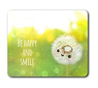 Confortevole Mat Mouse - Be Happy & Smile Dente di Leone Fiore 23.5 x 19.6 cm (9.3 x 7.7 Pollici) per Il calcolatore & Computer Portatile, Ufficio, Regalo, Base Antiscivolo - RM21192