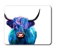 Confortevole Mat Mouse - blu Pop Art Highland animali Vacca 23,5 x 19,6 cm (9,3 x 7,7 pollici) per il calcolatore & computer portatile, ufficio, regalo, antiscivolo Base - RM21683
