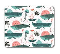 Confortevole Mat Mouse - Piuttosto Creatures Whale Medusa Mare 23.5 x 19.6 cm (9.3 x 7.7 pollici) per il calcolatore & computer portatile, ufficio, regalo, base antiscivolo - RM24563