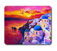 Confortevole Mat Mouse - Santorini in Grecia Pittura Arte 23,5 x 19,6 cm (9,3 x 7,7 pollici) per il calcolatore & computer portatile, ufficio, regalo, antiscivolo Base - RM15543