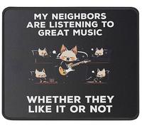 Confortevole Tampone per Mouse, Cute Cat Rock Music My Neighbors Are Listening to Great Music Tappetino per Il Mouse Bordi Cuciti Gaming Mousepad per Computer Casa Notebook