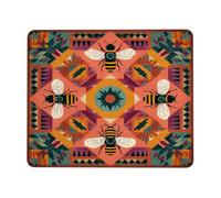 Confortevole Tappetini Mouse, Bee Themed Colorful Vibrant And Teal Flower Tappetino per Il Mouse Ergonomico Gaming Mousepad per Computer Casa PC