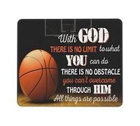 Confortevole Tappetino Mouse, Basketball with God There is No Limit all Things Are Possible Tappetino per Il Mouse Personalizzato Gaming Mousepad per Computer Casa Laptop