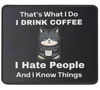 Confortevole Tappetino Mouse, I Drink Coffee I Hate People Funny Cat Tappetino per Il Mouse Bordi Cuciti Gaming Mousepad per Computer Notebook Laptop