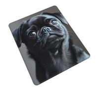 Confortevole Tappetino per Il Mouse, Cute Black Pug Dog, antisfilacciamento Tappeto Mouse, Mousepads, 25X30cm, Laptop, Computer, Casa