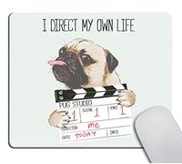 Confortevole Tappetino per Il Mouse Cute Pug with Director Slate Gaming Mousepad Tampone per Mouse 25x30cm per PC,Casa,Notebook