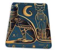 Confortevole Tappetino per Il Mouse Egyptian Cat Gold Ancient Mythology Blue 25X30Cm, Tappeto Mouse Ergonomico Gaming Mousepad per Computer Ufficio Laptop