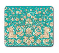 Confortevole tappetino per il mouse - Gold Unicorn Print on Teal Colore 23,5 x 19,6 cm (9,3 x 7,7 pollici) per il calcolatore & computer portatile, ufficio, regalo, base antiscivolo - RM21628