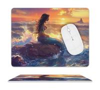 Confortevole Tappetino per Il Mouse Mer-Maid on The Reef at Sunset Leather Gaming Mousepad Tappetino per Mouse 25x30cm per Casa,PC,Ufficio
