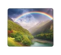 Confortevole Tappetino per Il Mouse Mountain Valley with Rainbow 25X30Cm, Tappeto Mouse Bordi Cuciti Gaming Mousepad per Ufficio Laptop Notebook