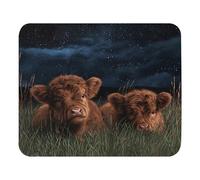 Confortevole Tappetino per Il Mouse Two Highland Cow Lying in The Grass at Nighttime Gaming Mousepad Tampone per Mouse 25x30cm per Ufficio,Casa,Laptop
