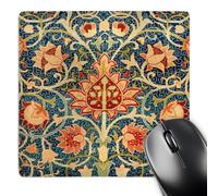 Confortevole Tappetino per Il Mouse William Morris Flowers Symmetrical Flower Pattern Blue Red Orange 25X30Cm, Tappetino per Mouse Lavabile Gaming Mousepad per Laptop Casa Ufficio
