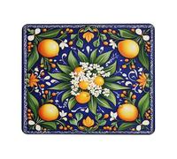 Confortevole Tappeto Mouse, Citrus Flower Blue And Yellow Orange Design Tappetino per Il Mouse Superficie Liscia Gaming Mousepad per Ufficio Laptop Notebook