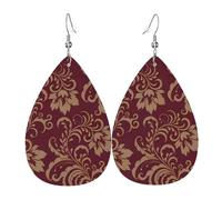 Confortevoli Orecchini Burgundy Antique Maroon Gold Flower Orecchino Da Donna Leggero Orecchini Pendenti Lunghi Per Compleanno Decorazioni Bambina