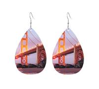 Confortevoli Orecchini Di Cuoio San Francisco Golden Gate Bridge Ciondolo Orecchio Leggero Orecchini Pendenti Lunghi per Compleanno Decorazioni Festa della mamma