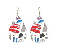 Confortevoli Orecchini Di Cuoio Women Dangle Drop Engs London Pattern With Big Ben Ciondolo Orecchio Leggero Orecchini Pendenti per Festa della mamma Compleanno Festa