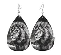 Confortevoli Orecchini Lion Black And White Illustration Ciondolo Orecchio Leggero Orecchini Bambina Per Decorazioni Bambina Compleanno