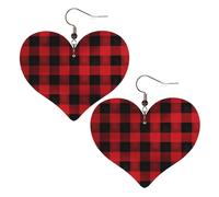 Confortevoli Orecchini Red Black Buffalo Check Plaid Pattern Orecchino Da Donna Leggero Orecchini Pendenti Per Vacanze Festa Decorazioni