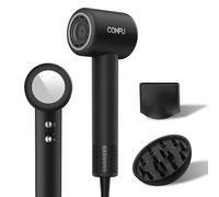 CONFU Asciugacapelli agli ioni con diffusore, 1500 W, asciugacapelli professionale ad alta velocità, 110000 giri/min, leggero e poco rumore, diffusore magnetico e concentratore, per la casa e il