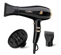 CONFU Asciugacapelli professionale agli ioni di litio, 2300 W, asciugacapelli con diffusore, ugello per lo styling, 2 velocità e 3 motore di riscaldamento, ad asciugatura rapida, potente