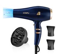 CONFU Asciugacapelli professionale agli ioni di litio, 2400 W, asciugacapelli con diffusore, ad asciugatura rapida, potente asciugacapelli per salone di capelli e famiglia (blu scuro)