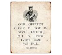 Confucius Our Greatest Glory Inspirational Quote Metal Sign Retro Wall Decor for Office Study Library Home 8 X 12 in